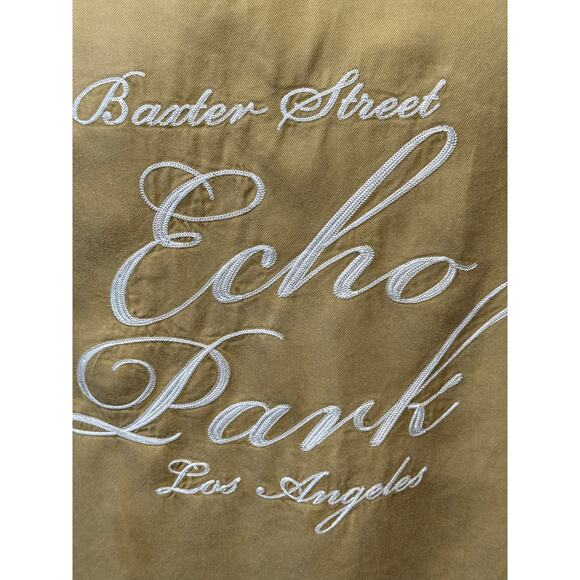 PacSun Echo Park Embroidered Gold Bowling Camp Shirt M - Picture 7 of 11